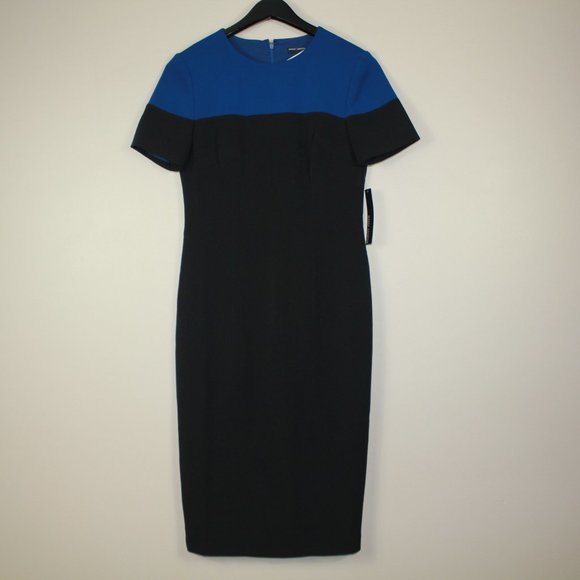 Maggy London Carly Midi Black Blue Dress 4 NWT - Picture 3 of 5